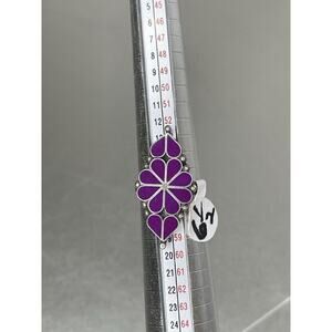 Vintage Southwest Purple Stone Sterling Silver 925 Ring Flower Heart 6.25-6.50
